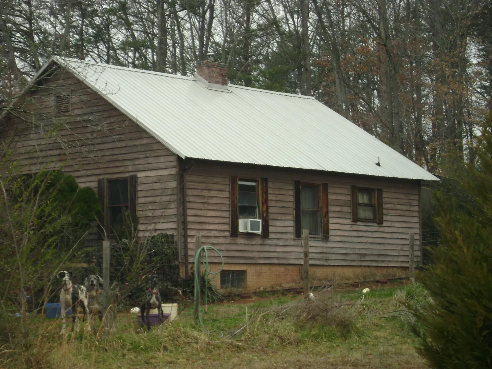 White metal roof on an old wood sided farmhouse, from a Asphalt Shingle Roof Repair job in Salem